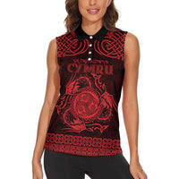 Personalized Montgomeryshire Sir Drefaldwyn Women Sleeveless Polo Shirt Red Water Triskele Celtic-inspired - Wonder Print Shop