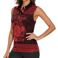 Personalized Montgomeryshire Sir Drefaldwyn Women Sleeveless Polo Shirt Red Water Triskele Celtic-inspired - Wonder Print Shop