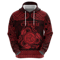 Personalized Montgomeryshire Sir Drefaldwyn Zip Hoodie Red Water Triskele Celtic-inspired - Wonder Print Shop
