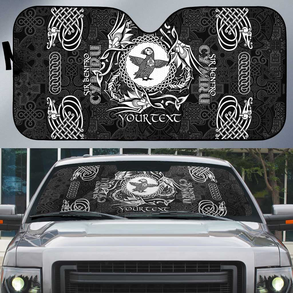 Personalized Pembrokeshire Sir Benfro Auto Sun Shade Black Puffin Celtic-inspired - Wonder Print Shop