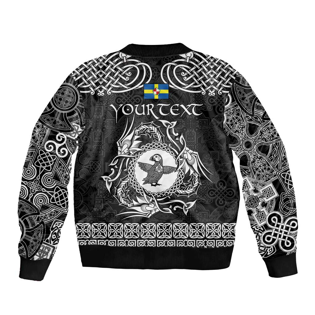 Personalized Pembrokeshire Sir Benfro Bomber Jacket Black Puffin Celtic-inspired - Wonder Print Shop