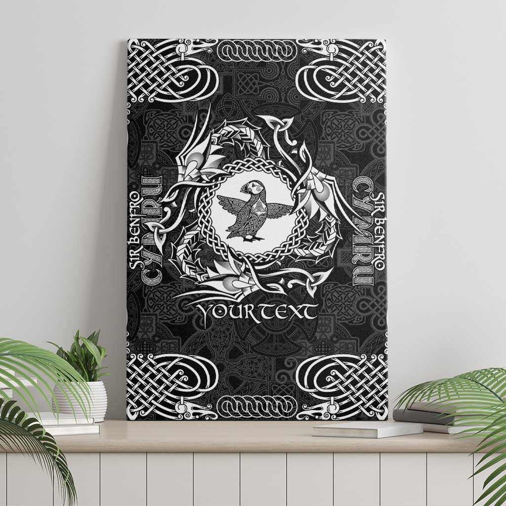 Personalized Pembrokeshire Sir Benfro Canvas Wall Art Black Puffin Celtic-inspired - Wonder Print Shop