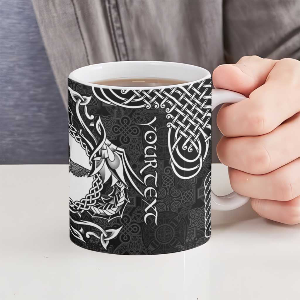 Personalized Pembrokeshire Sir Benfro Ceramic Mug Black Puffin Celtic-inspired - Wonder Print Shop