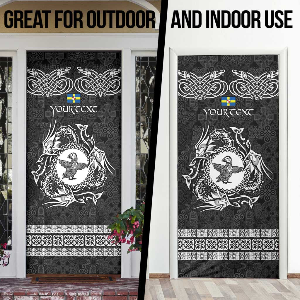 Personalized Pembrokeshire Sir Benfro Door Cover Black Puffin Celtic-inspired - Wonder Print Shop
