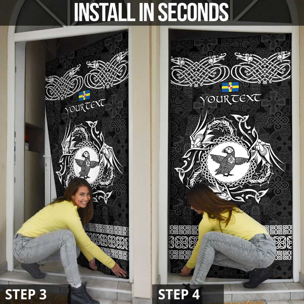 Personalized Pembrokeshire Sir Benfro Door Cover Black Puffin Celtic-inspired - Wonder Print Shop
