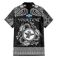 Personalized Pembrokeshire Sir Benfro Family Matching Off The Shoulder Long Sleeve Dress and Hawaiian Shirt Black Puffin Celtic-inspired - Wonder Print Shop