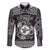 Personalized Pembrokeshire Sir Benfro Family Matching Off The Shoulder Long Sleeve Dress and Hawaiian Shirt Black Puffin Celtic-inspired - Wonder Print Shop
