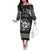 Personalized Pembrokeshire Sir Benfro Family Matching Off The Shoulder Long Sleeve Dress and Hawaiian Shirt Black Puffin Celtic-inspired - Wonder Print Shop