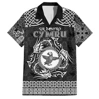 Personalized Pembrokeshire Sir Benfro Family Matching Off Shoulder Maxi Dress and Hawaiian Shirt Black Puffin Celtic-inspired - Wonder Print Shop