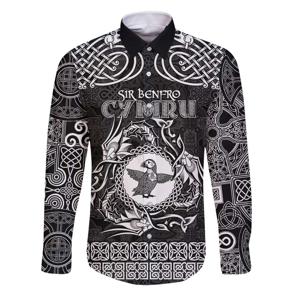 Personalized Pembrokeshire Sir Benfro Family Matching Off Shoulder Short Dress and Hawaiian Shirt Black Puffin Celtic-inspired - Wonder Print Shop