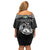 Personalized Pembrokeshire Sir Benfro Family Matching Off Shoulder Short Dress and Hawaiian Shirt Black Puffin Celtic-inspired - Wonder Print Shop