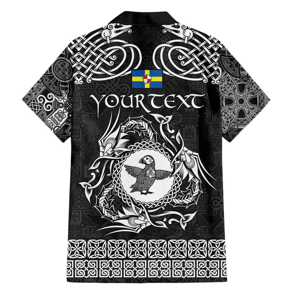 Personalized Pembrokeshire Sir Benfro Family Matching Short Sleeve Bodycon Dress and Hawaiian Shirt Black Puffin Celtic-inspired - Wonder Print Shop