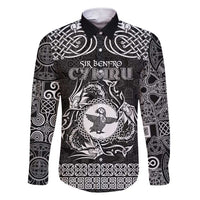 Personalized Pembrokeshire Sir Benfro Family Matching Short Sleeve Bodycon Dress and Hawaiian Shirt Black Puffin Celtic-inspired - Wonder Print Shop