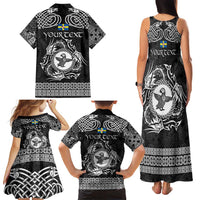 Personalized Pembrokeshire Sir Benfro Family Matching Tank Maxi Dress and Hawaiian Shirt Black Puffin Celtic-inspired - Wonder Print Shop