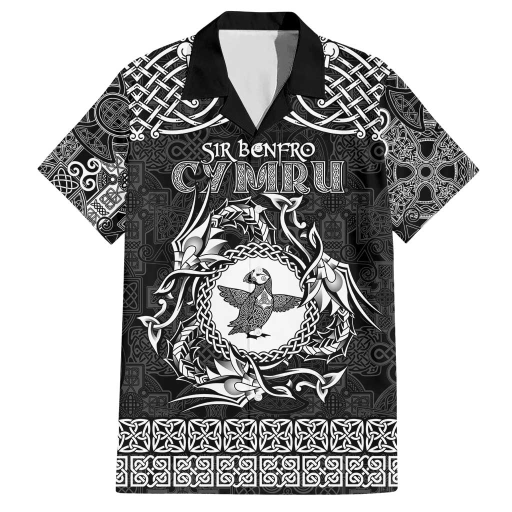 Personalized Pembrokeshire Sir Benfro Hawaiian Shirt Black Puffin Celtic-inspired - Wonder Print Shop