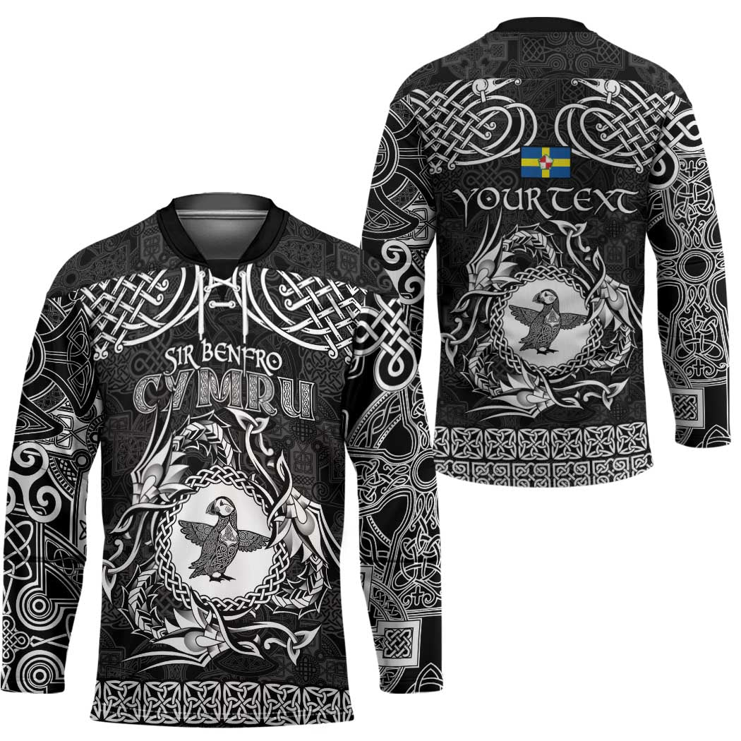 Personalized Pembrokeshire Sir Benfro Hockey Jersey Black Puffin Celtic-inspired - Wonder Print Shop