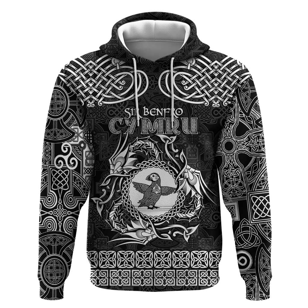Personalized Pembrokeshire Sir Benfro Hoodie Black Puffin Celtic-inspired - Wonder Print Shop