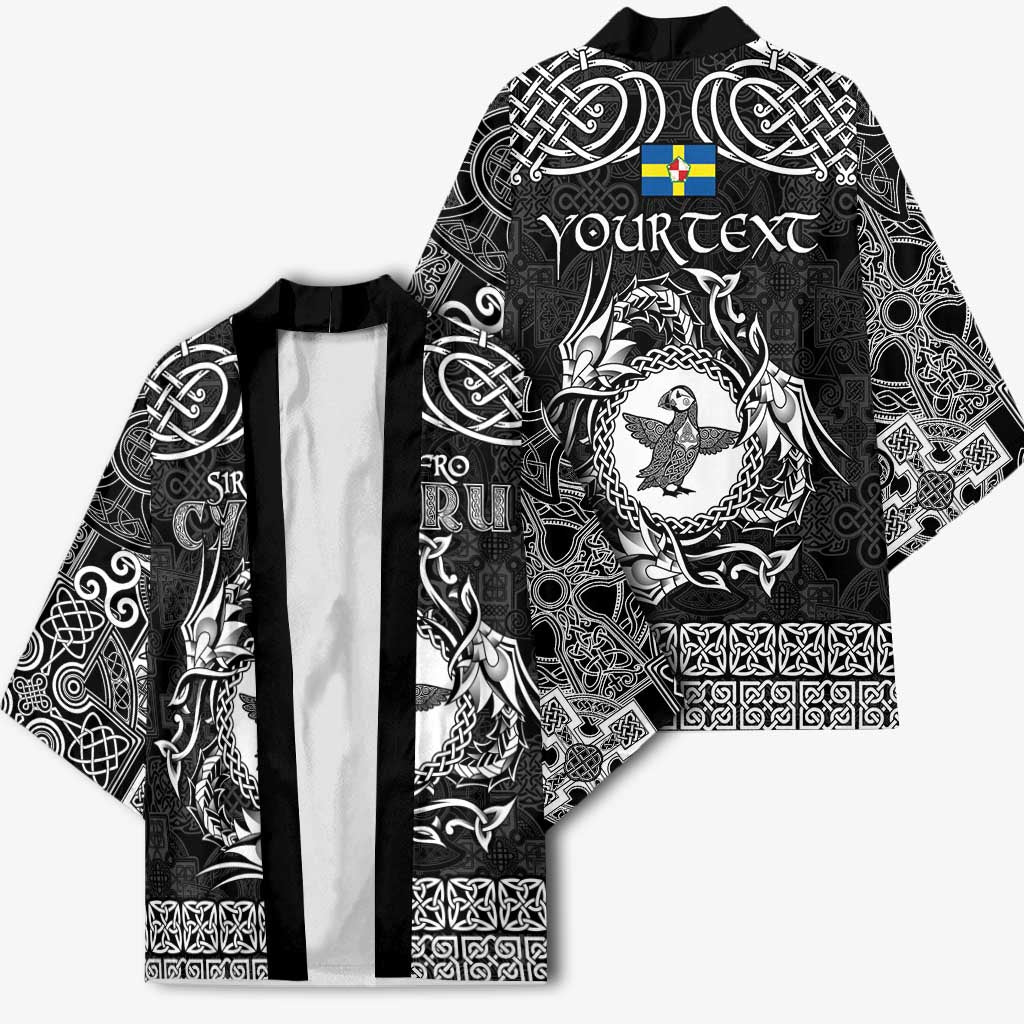 Personalized Pembrokeshire Sir Benfro Kimono Black Puffin Celtic-inspired - Wonder Print Shop