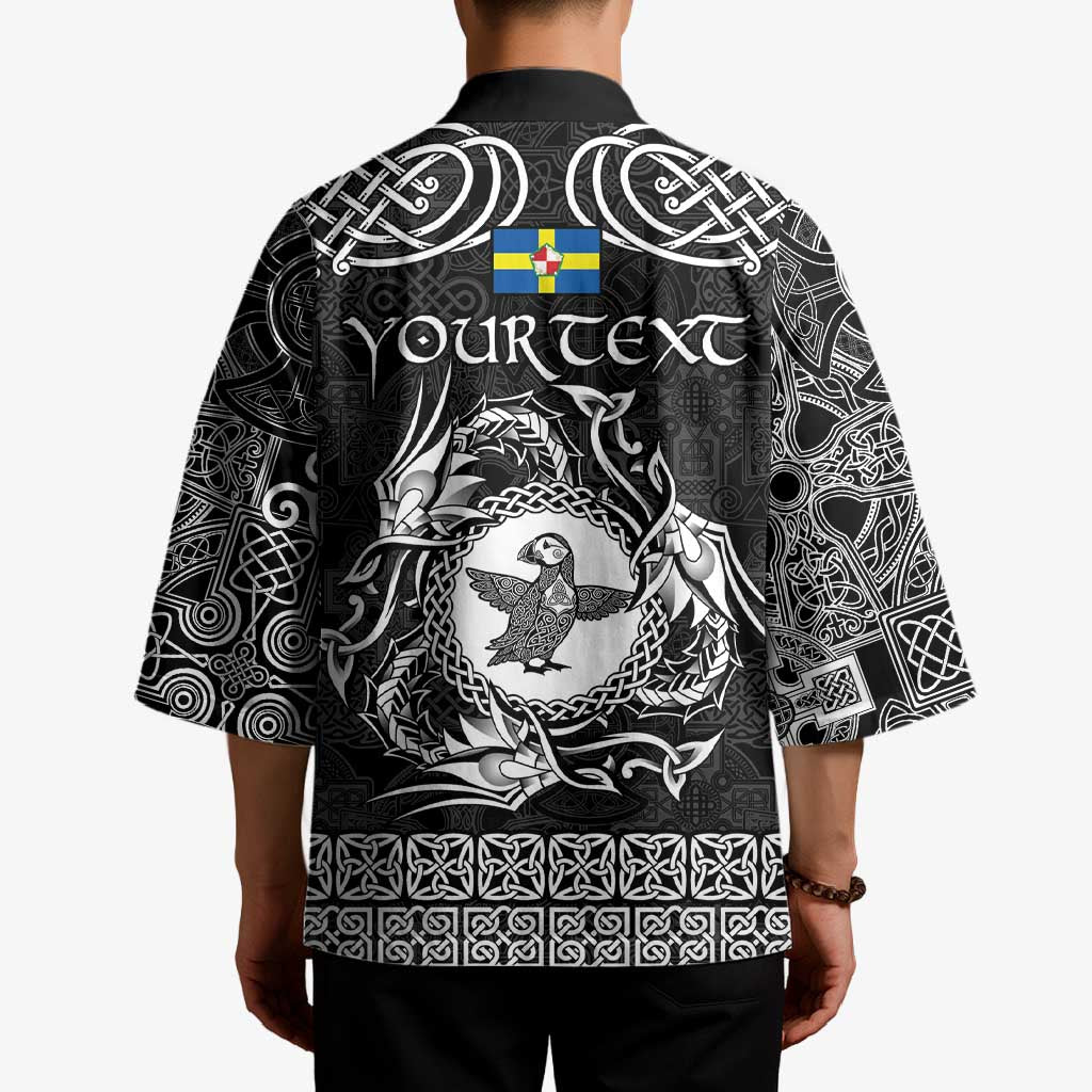 Personalized Pembrokeshire Sir Benfro Kimono Black Puffin Celtic-inspired - Wonder Print Shop