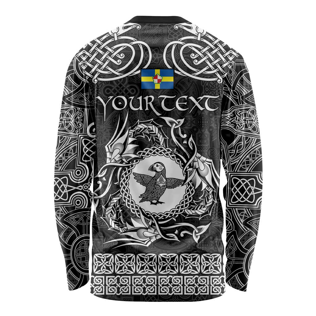 Personalized Pembrokeshire Sir Benfro Long Sleeve Shirt Black Puffin Celtic-inspired - Wonder Print Shop