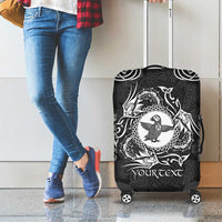 Personalized Pembrokeshire Sir Benfro Luggage Cover Black Puffin Celtic-inspired - Wonder Print Shop