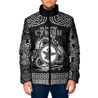 Personalized Pembrokeshire Sir Benfro Padded Jacket Black Puffin Celtic-inspired - Wonder Print Shop