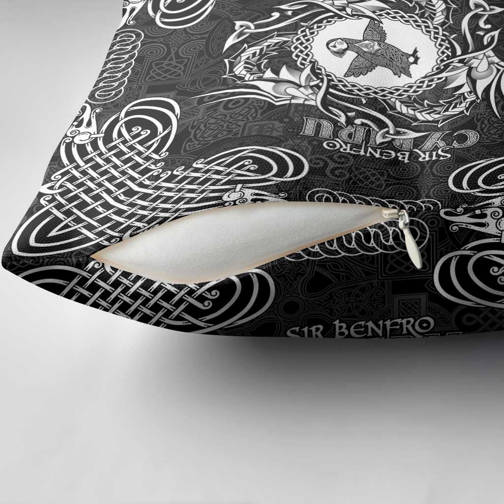 Personalized Pembrokeshire Sir Benfro Pillow Cover Black Puffin Celtic-inspired - Wonder Print Shop