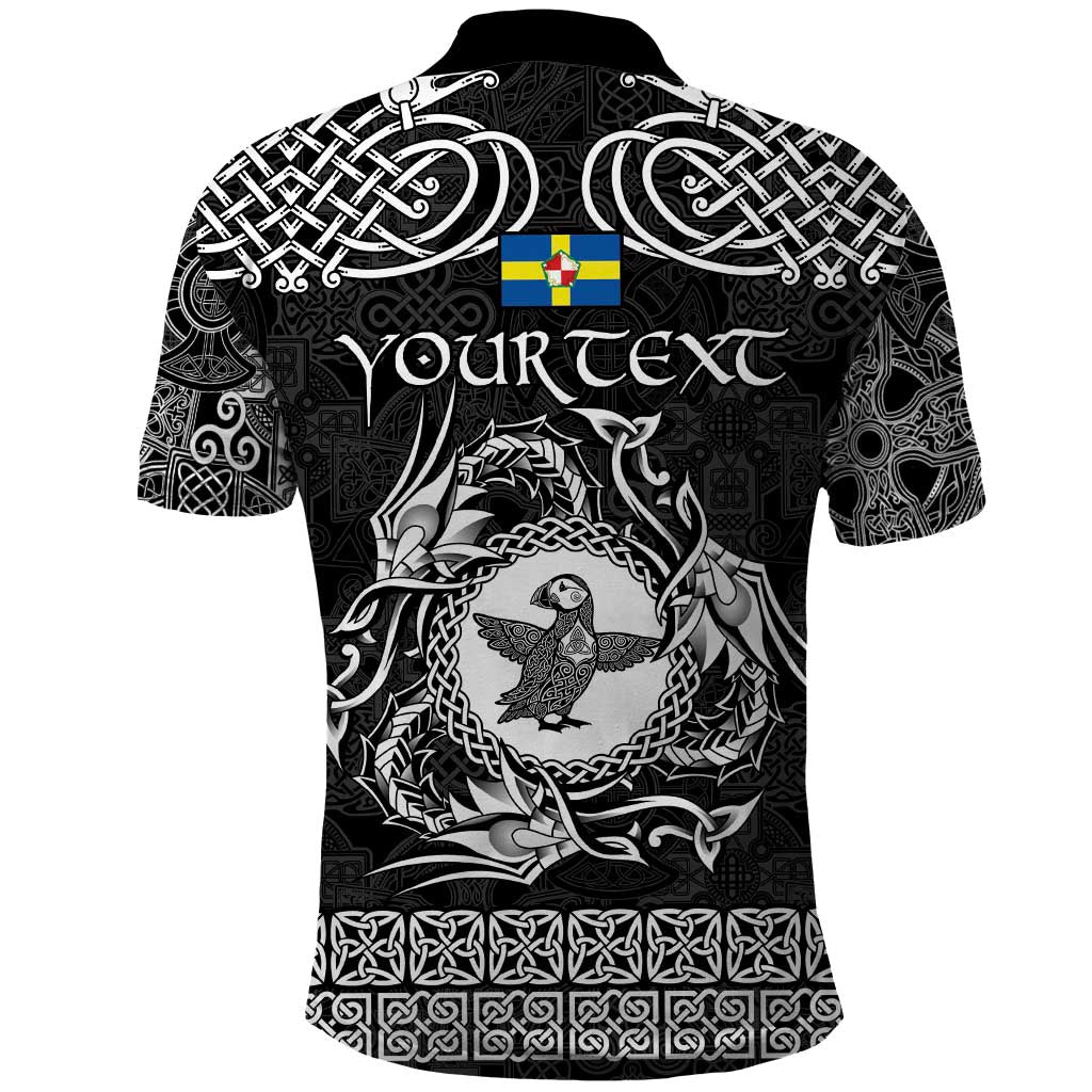 Personalized Pembrokeshire Sir Benfro Polo Shirt Black Puffin Celtic-inspired - Wonder Print Shop