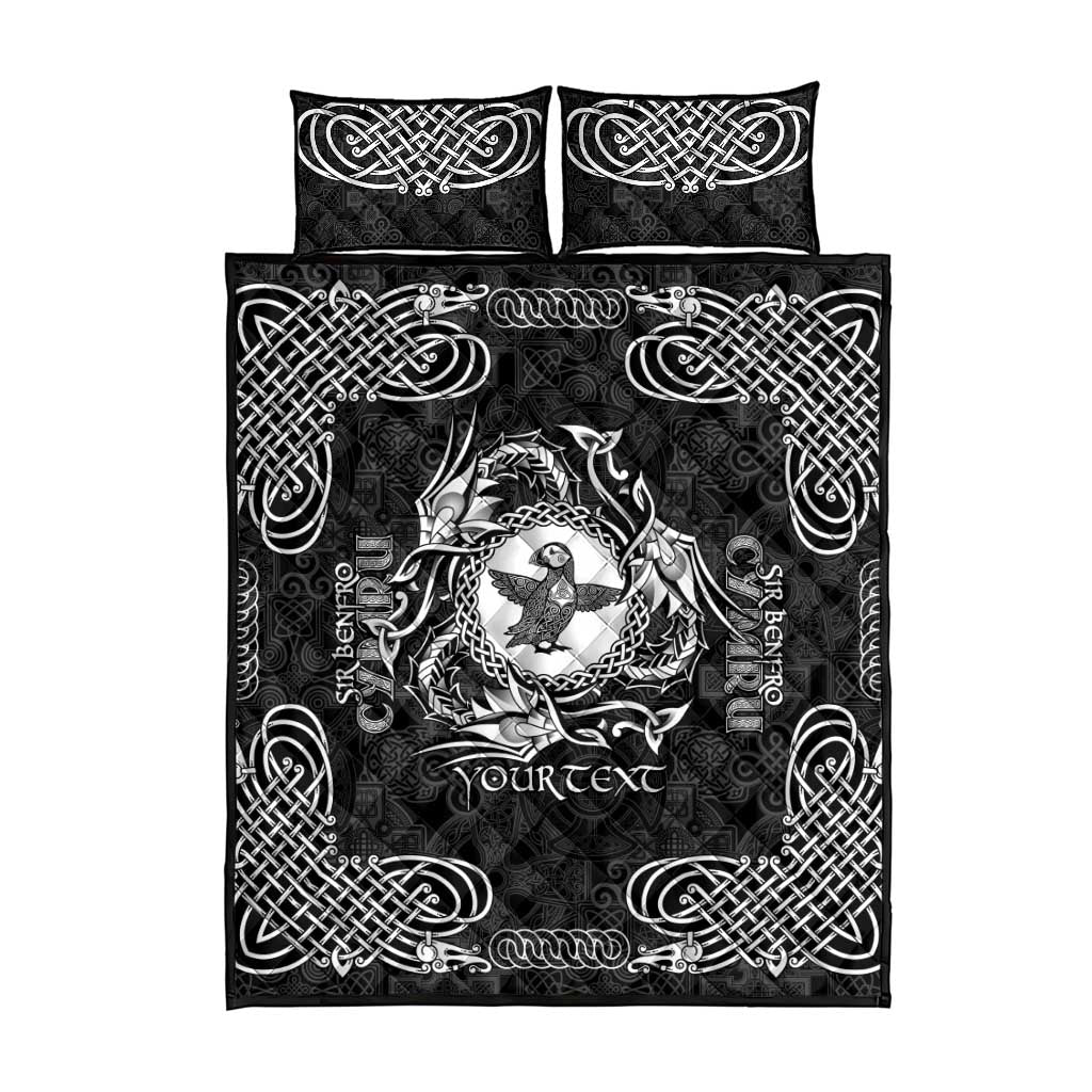 Personalized Pembrokeshire Sir Benfro Quilt Bed Set Black Puffin Celtic-inspired - Wonder Print Shop