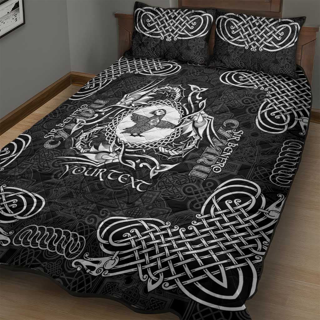 Personalized Pembrokeshire Sir Benfro Quilt Bed Set Black Puffin Celtic-inspired - Wonder Print Shop