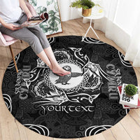 Personalized Pembrokeshire Sir Benfro Round Carpet Black Puffin Celtic-inspired - Wonder Print Shop