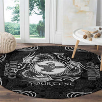 Personalized Pembrokeshire Sir Benfro Round Carpet Black Puffin Celtic-inspired - Wonder Print Shop