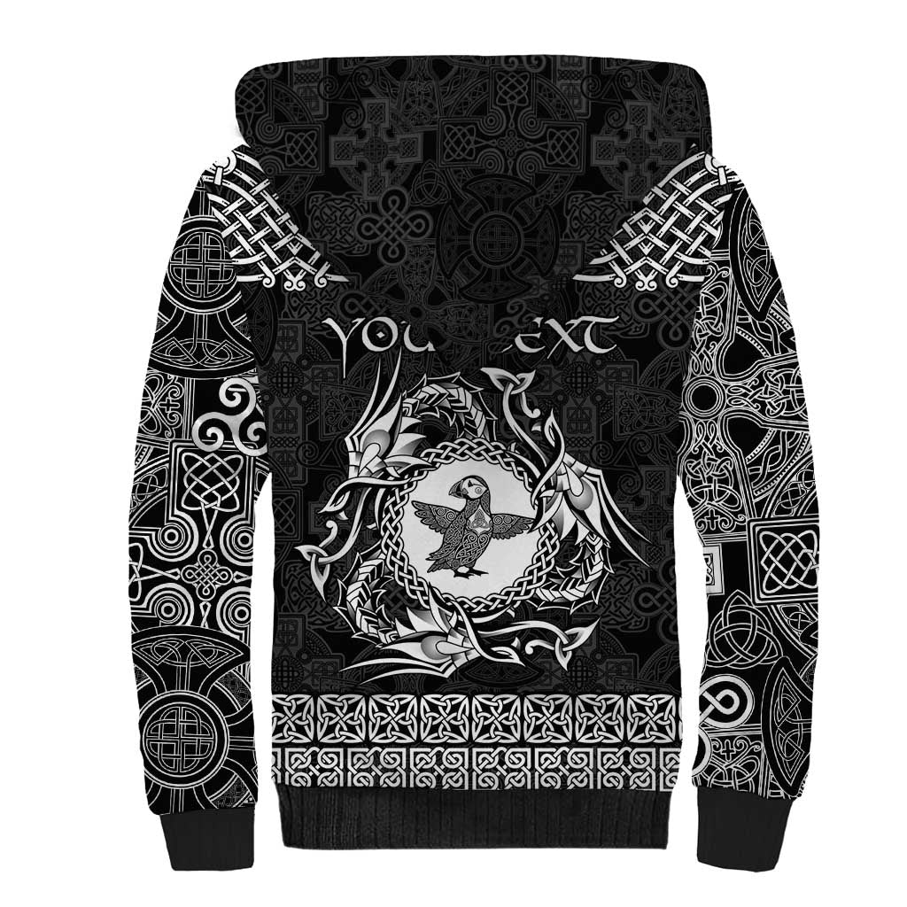 Personalized Pembrokeshire Sir Benfro Sherpa Hoodie Black Puffin Celtic-inspired - Wonder Print Shop