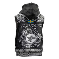 Personalized Pembrokeshire Sir Benfro Sleeveless Hoodie Black Puffin Celtic-inspired - Wonder Print Shop