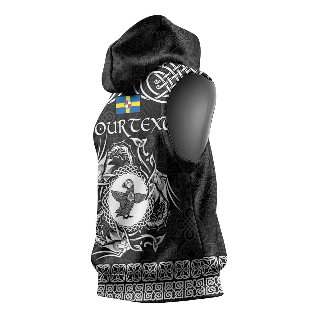 Personalized Pembrokeshire Sir Benfro Sleeveless Hoodie Black Puffin Celtic-inspired - Wonder Print Shop