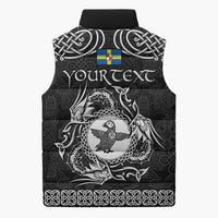 Personalized Pembrokeshire Sir Benfro Sleeveless Puffer Jacket Black Puffin Celtic-inspired - Wonder Print Shop