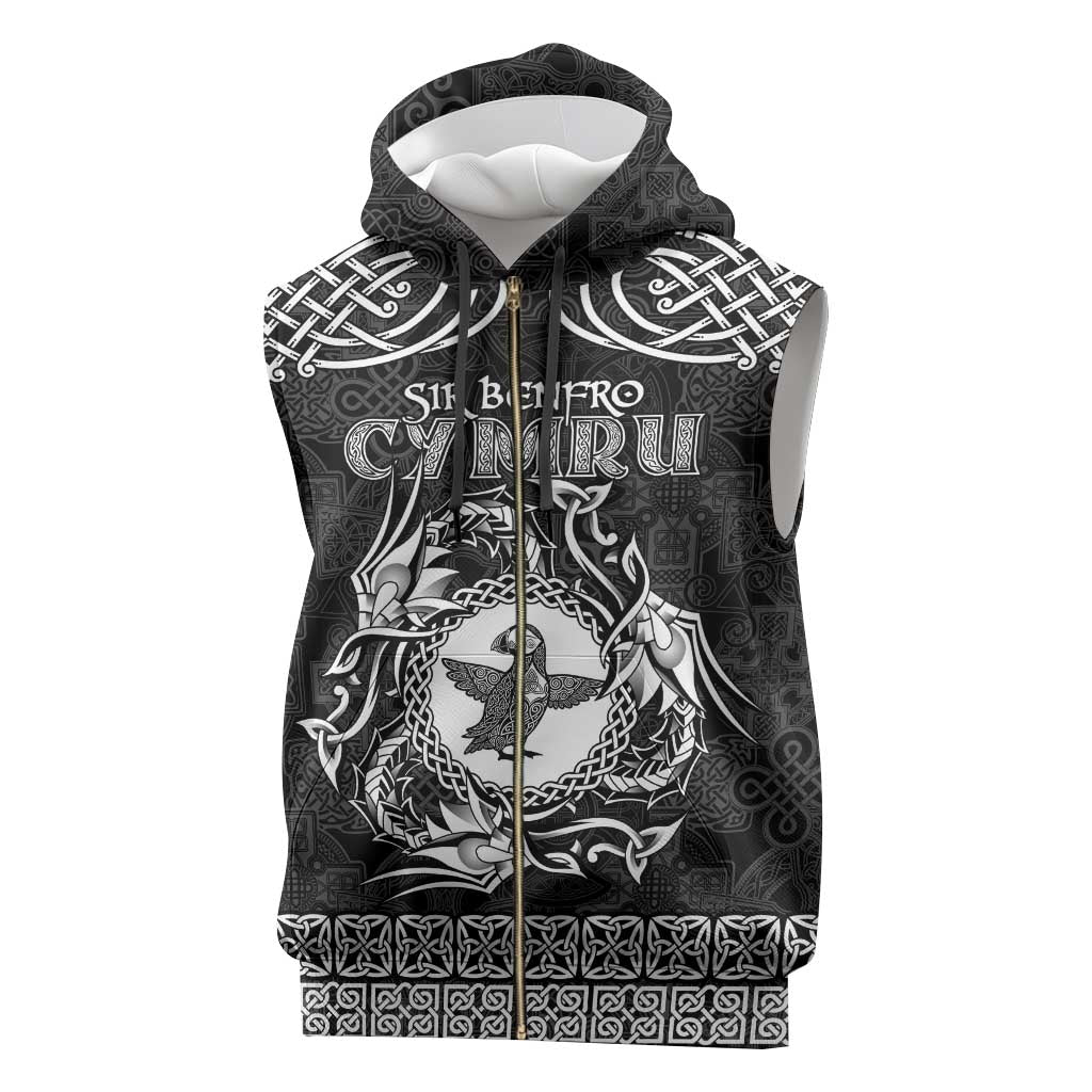 Personalized Pembrokeshire Sir Benfro Sleeveless Zip Hoodie Black Puffin Celtic-inspired - Wonder Print Shop