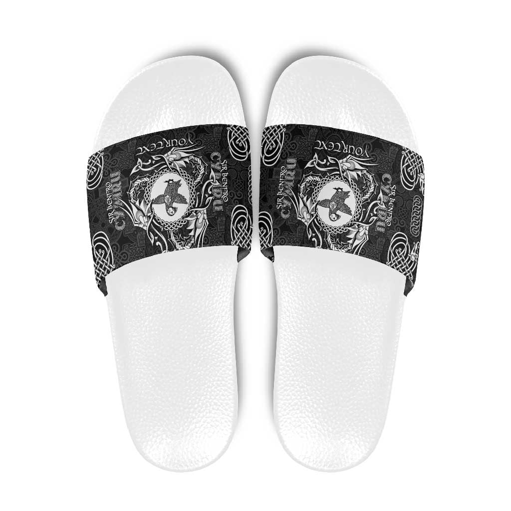 Personalized Pembrokeshire Sir Benfro Slide Sandals Black Puffin Celtic-inspired - Wonder Print Shop