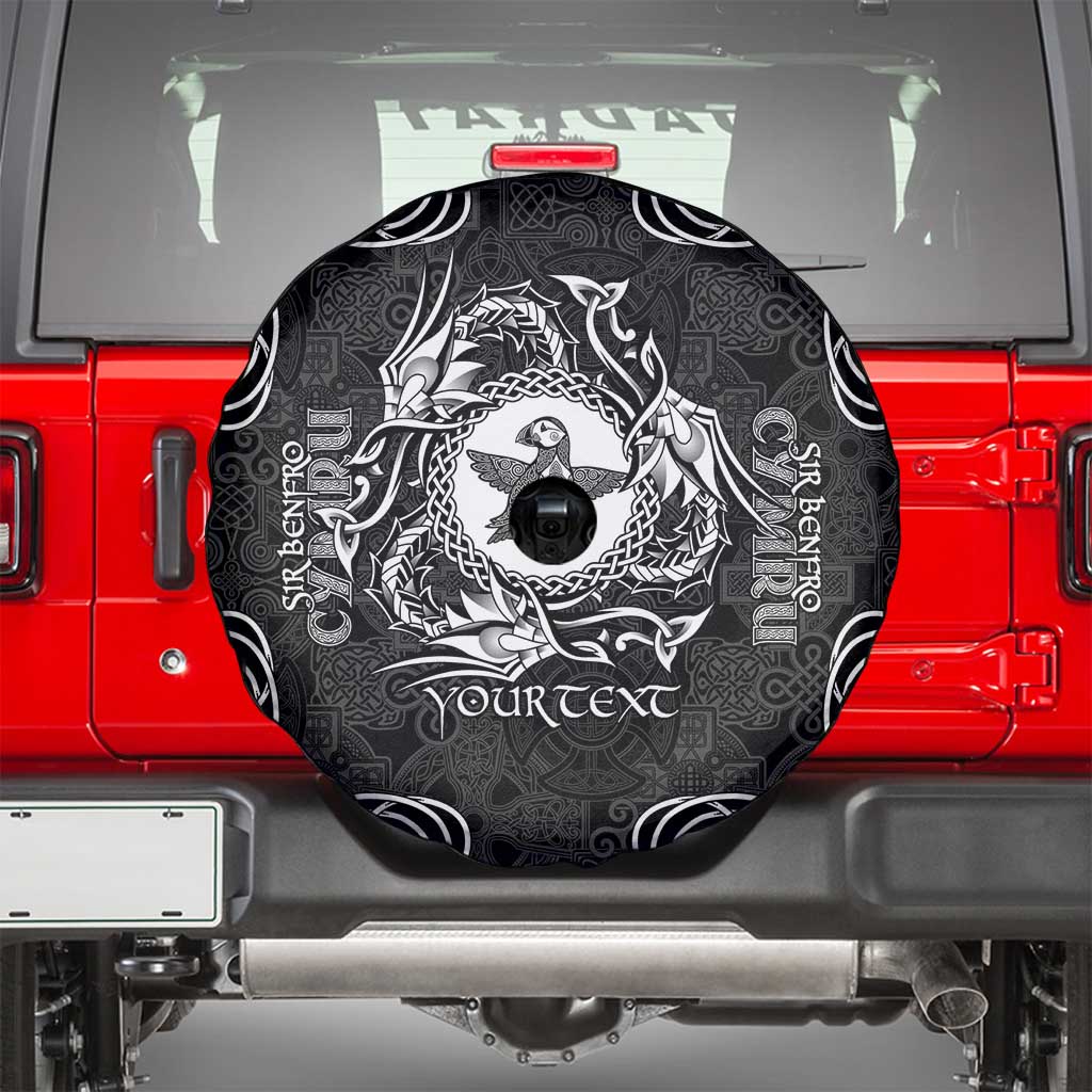 Personalized Pembrokeshire Sir Benfro Spare Tire Cover Black Puffin Celtic-inspired - Wonder Print Shop
