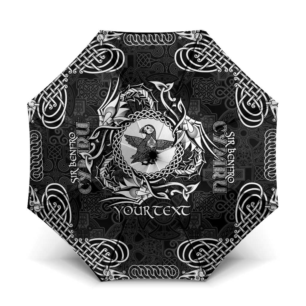 Personalized Pembrokeshire Sir Benfro Umbrella Black Puffin Celtic-inspired - Wonder Print Shop