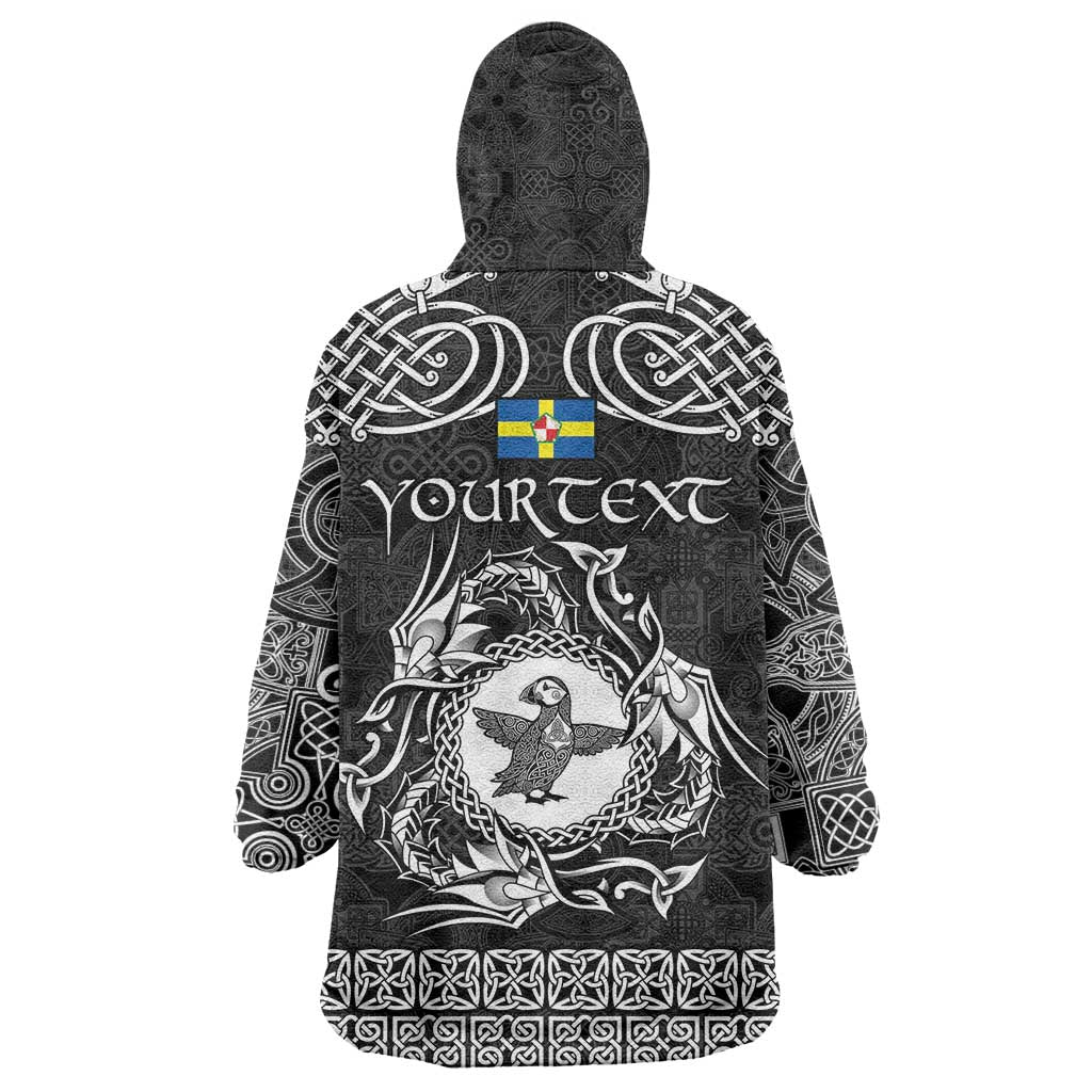 Personalized Pembrokeshire Sir Benfro Wearable Blanket Hoodie Black Puffin Celtic-inspired - Wonder Print Shop