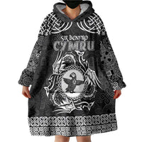 Personalized Pembrokeshire Sir Benfro Wearable Blanket Hoodie Black Puffin Celtic-inspired - Wonder Print Shop