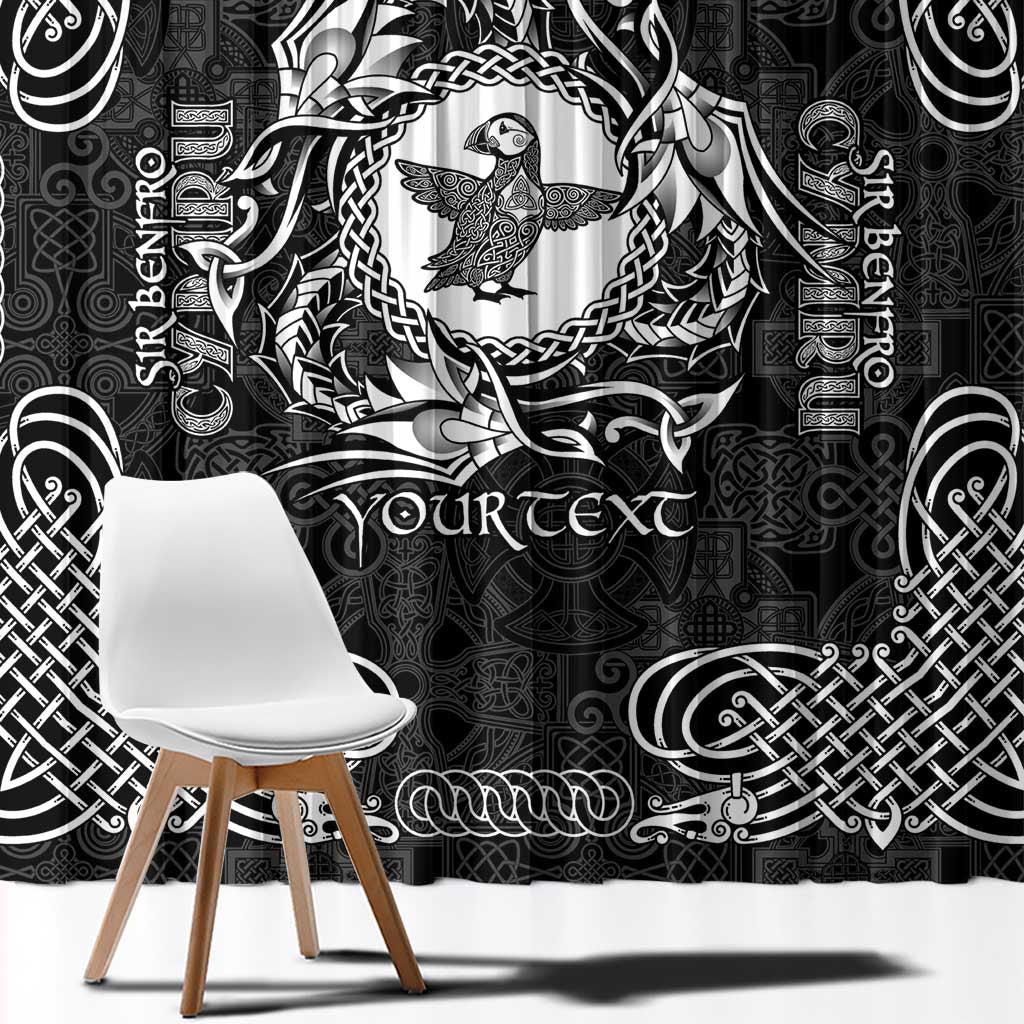 Personalized Pembrokeshire Sir Benfro Window Curtain Black Puffin Celtic-inspired - Wonder Print Shop