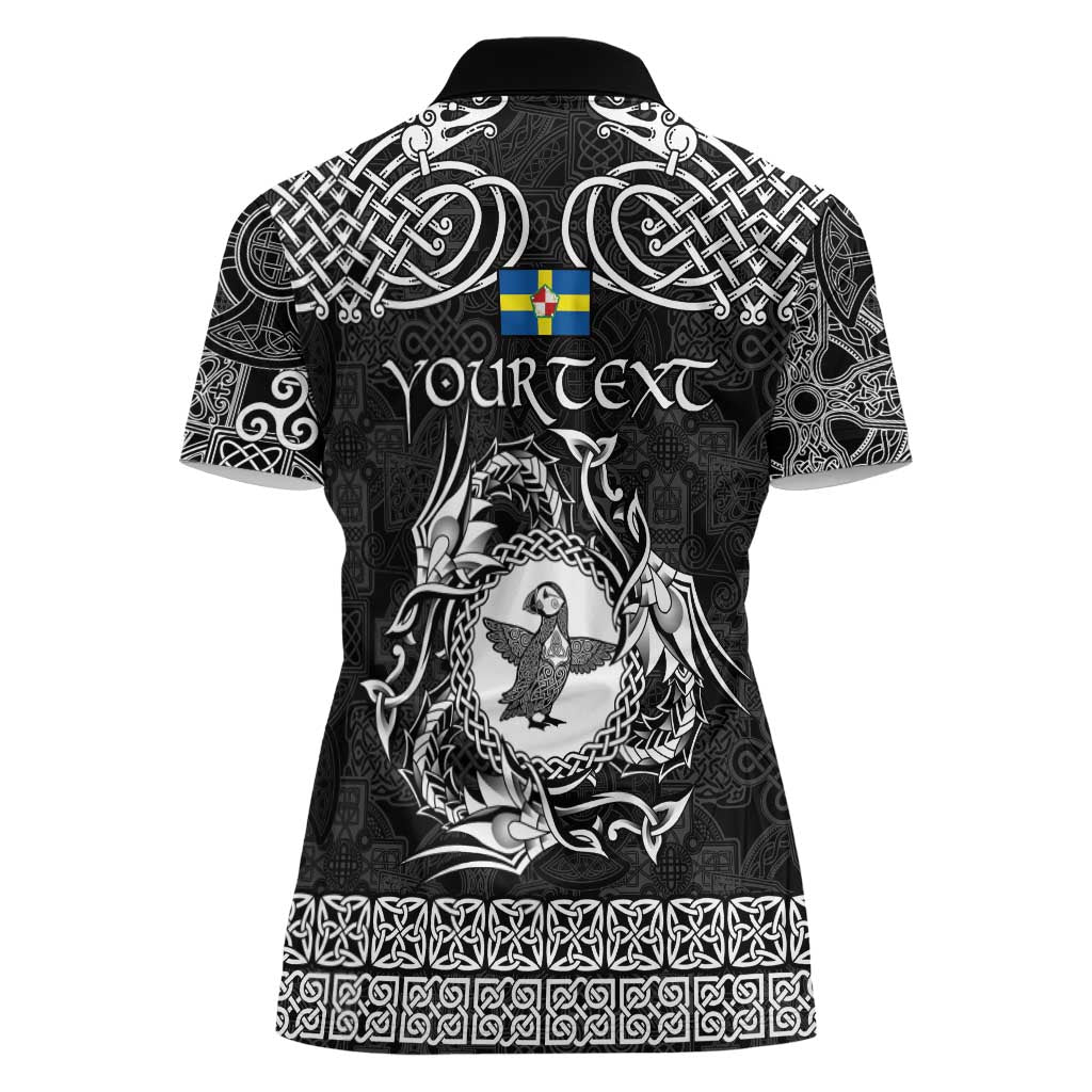 Personalized Pembrokeshire Sir Benfro Women Polo Shirt Black Puffin Celtic-inspired - Wonder Print Shop