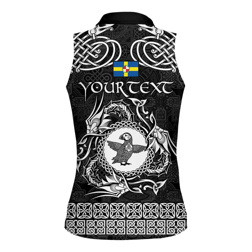 Personalized Pembrokeshire Sir Benfro Women Sleeveless Polo Shirt Black Puffin Celtic-inspired - Wonder Print Shop