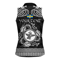 Personalized Pembrokeshire Sir Benfro Women Sleeveless Polo Shirt Black Puffin Celtic-inspired - Wonder Print Shop
