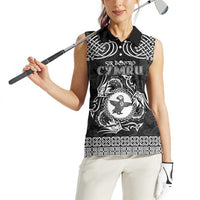 Personalized Pembrokeshire Sir Benfro Women Sleeveless Polo Shirt Black Puffin Celtic-inspired - Wonder Print Shop