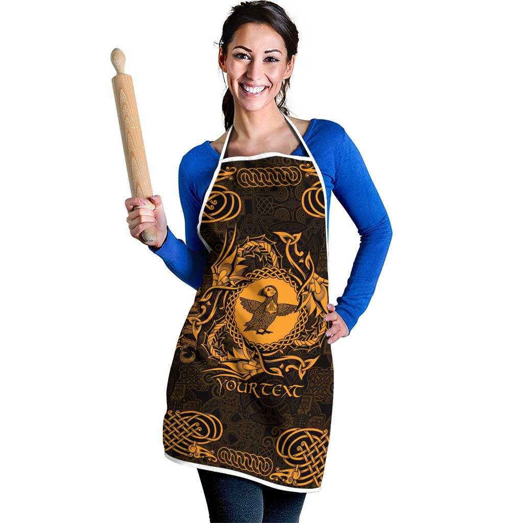 Personalized Pembrokeshire Sir Benfro Apron Gold Puffin Celtic-inspired - Wonder Print Shop
