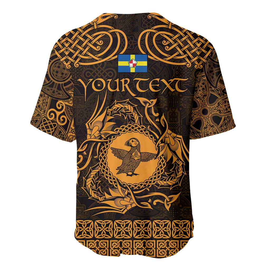Personalized Pembrokeshire Sir Benfro Baseball Jersey Gold Puffin Celtic-inspired - Wonder Print Shop