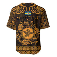 Personalized Pembrokeshire Sir Benfro Baseball Jersey Gold Puffin Celtic-inspired - Wonder Print Shop